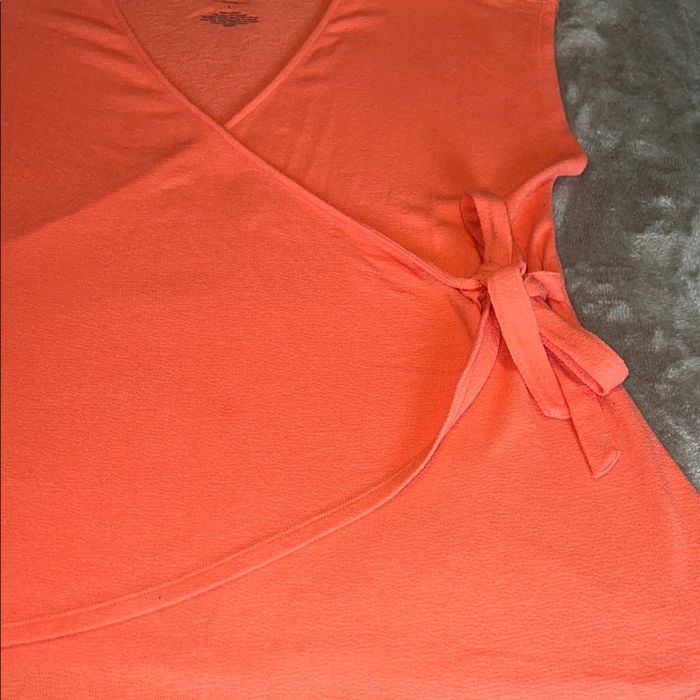 a:glow Coral Wrap Tie Front Maternity Blouse - Picture 3 of 6